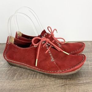 Clarks Originals Shoes Faraway Field Women 7 Red Suede Leather Shoes booties